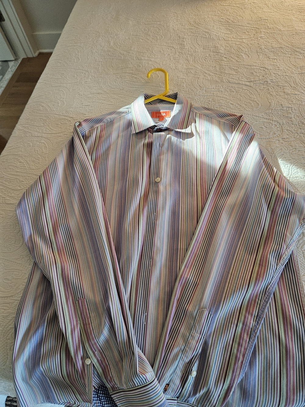 TALLIA Men's Pastel Multi-Stripe Button-Down Shirt
